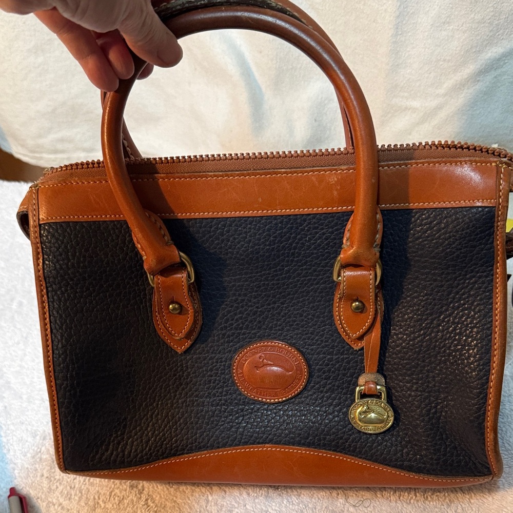 Dooney & Bourke Black and Brown Leather Doctors Satchel Purse